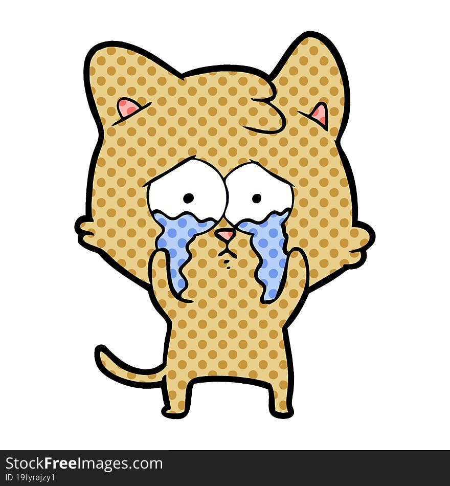 cartoon crying cat. cartoon crying cat