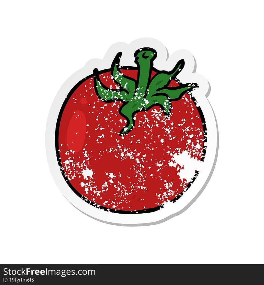 Distressed Sticker Of A Cartoon Tomato