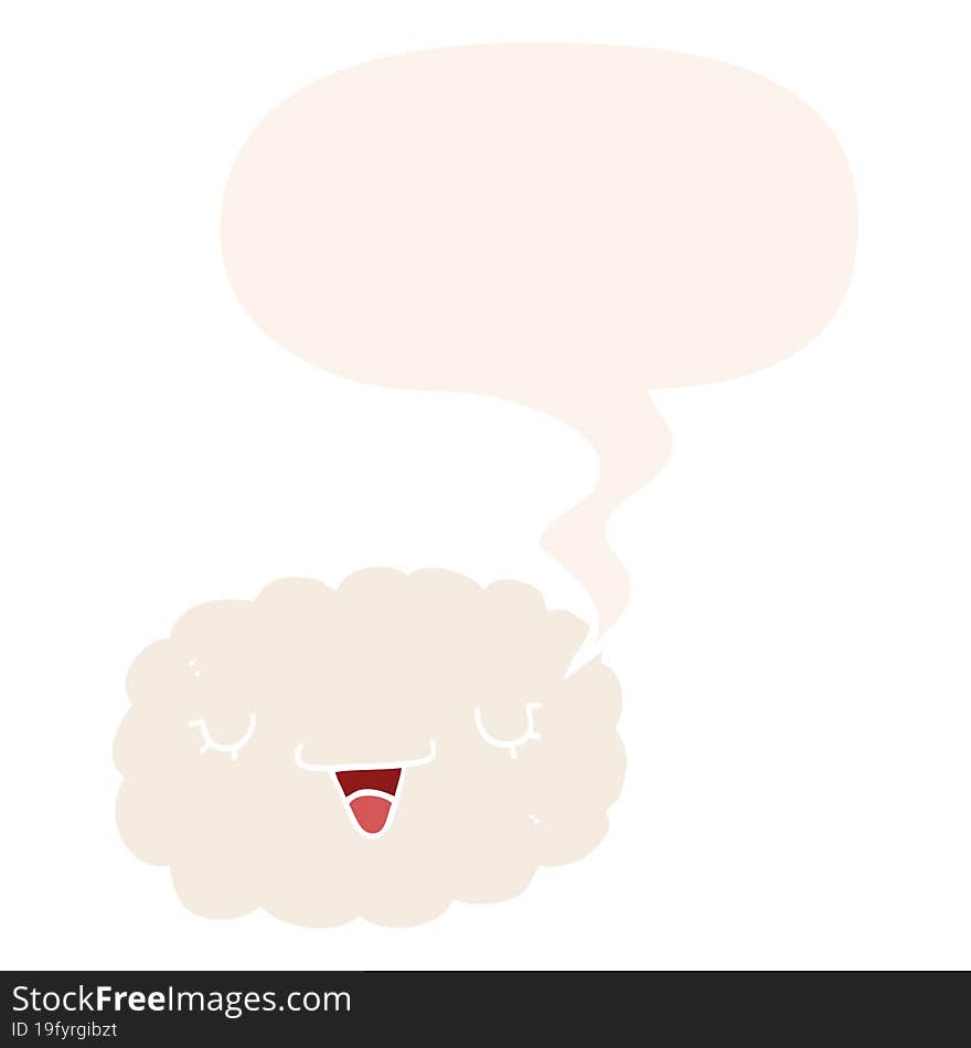 cartoon cloud and speech bubble in retro style