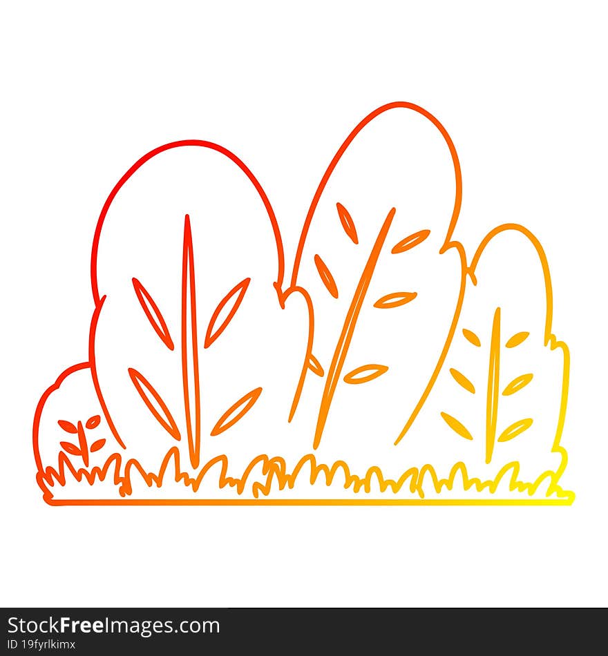 Warm Gradient Line Drawing Cartoon Hedge