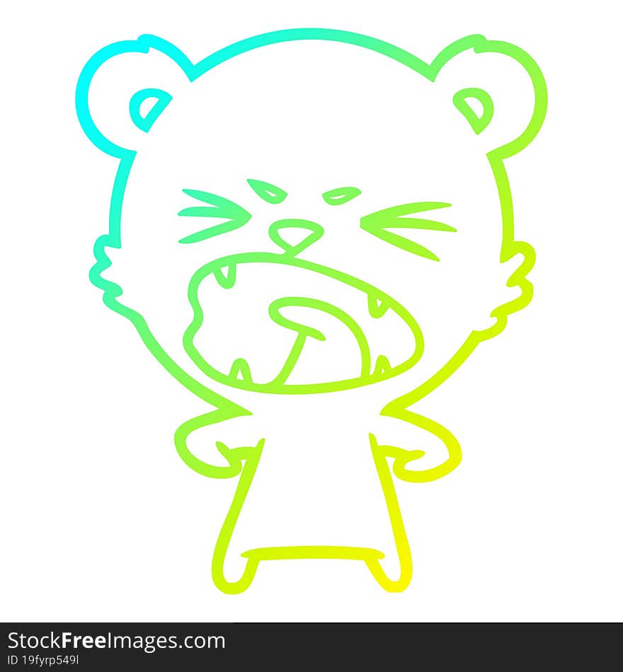 cold gradient line drawing angry cartoon bear