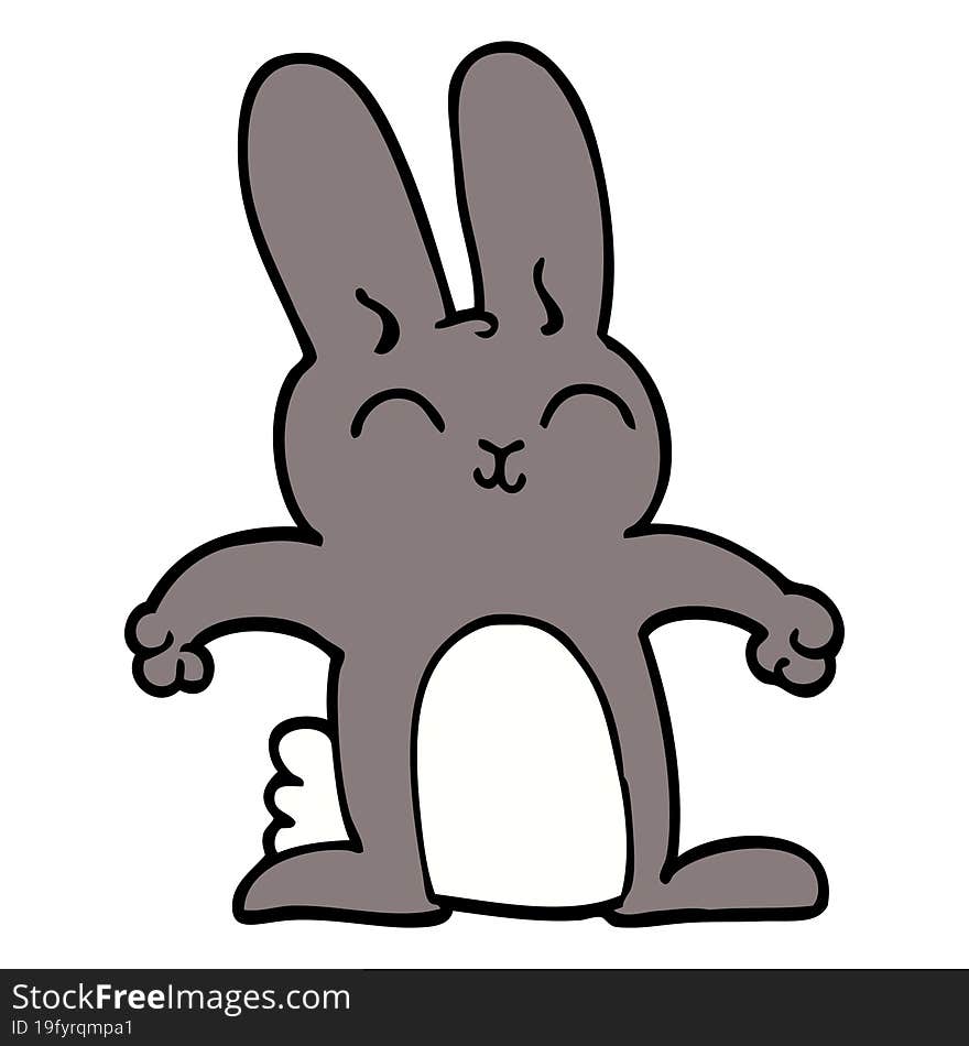 cartoon doodle grey rabbit