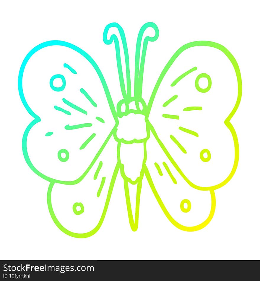 cold gradient line drawing cartoon butterfly