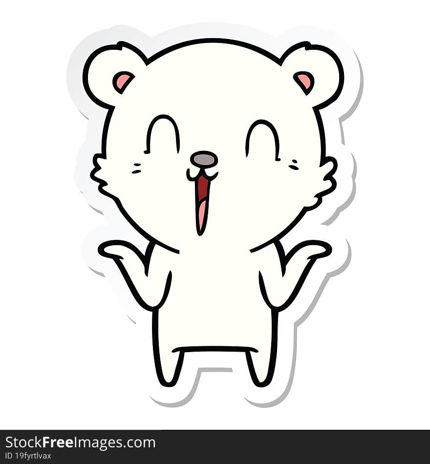 Sticker Of A Happy Cartoon Polar Bear With No Worries