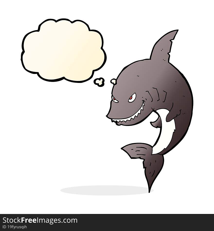 funny cartoon shark with thought bubble