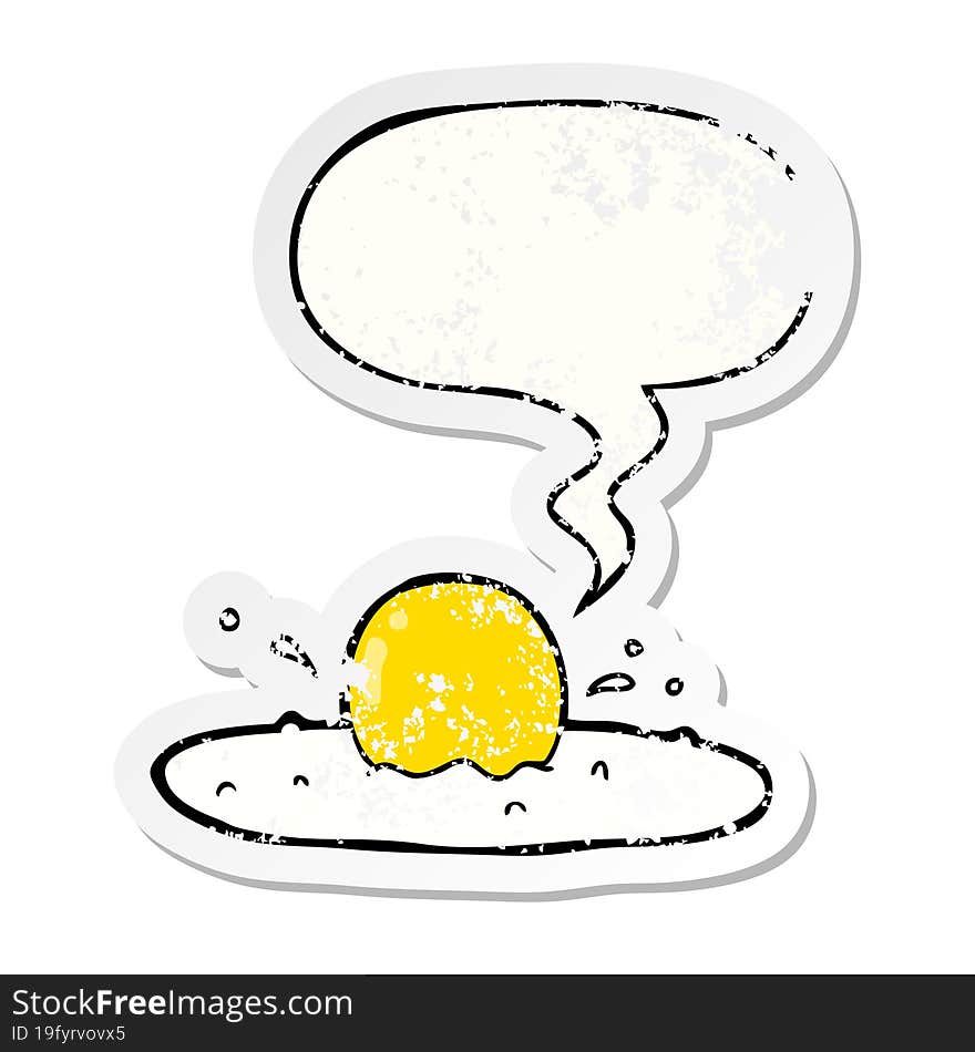 Cartoon Fried Egg And Speech Bubble Distressed Sticker