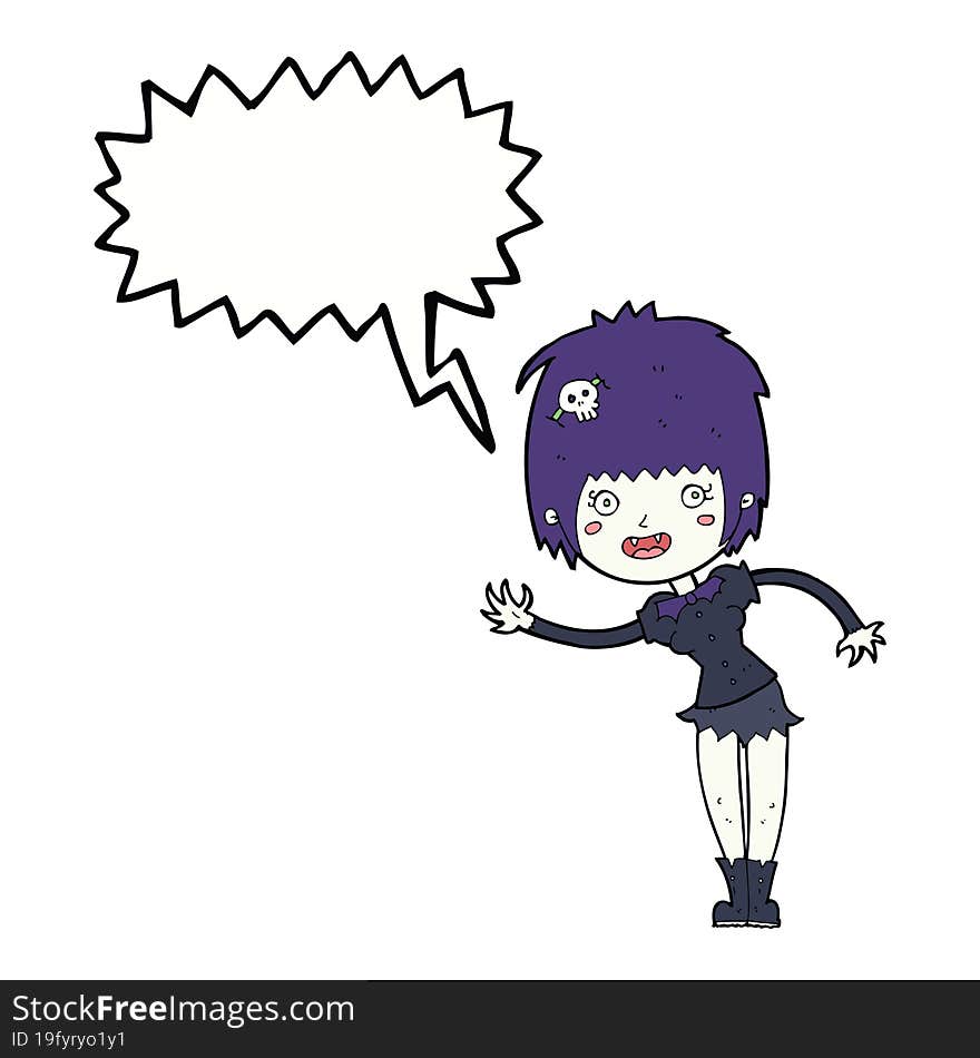 cartoon vampire girl with speech bubble