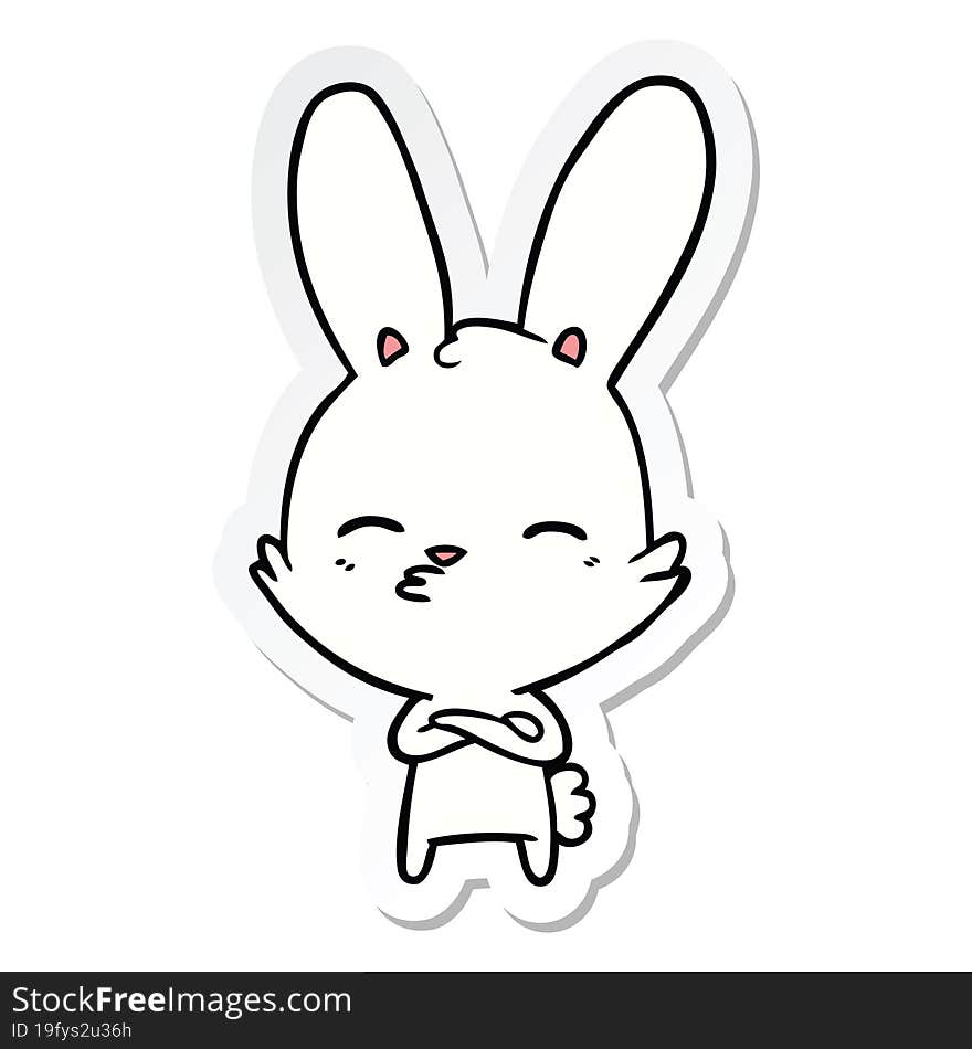 sticker of a curious bunny cartoon