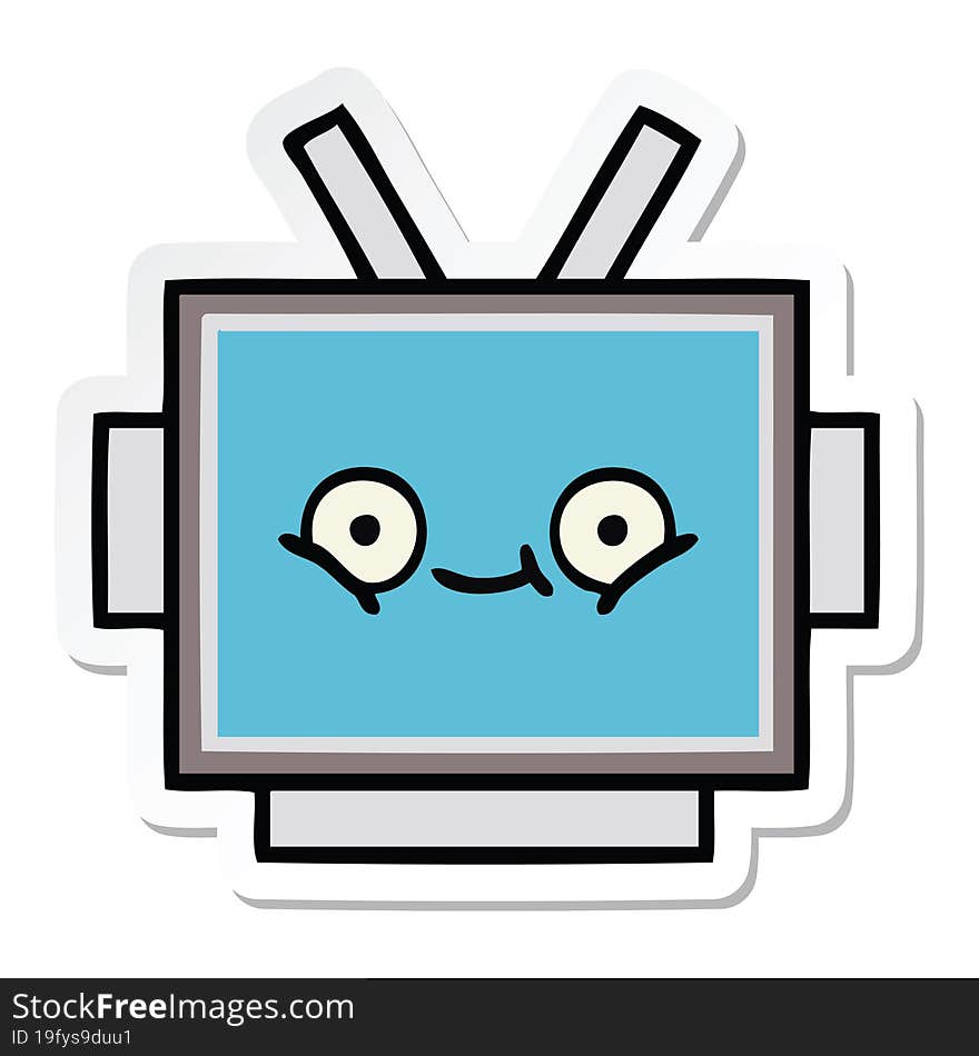 sticker of a cute cartoon robot head