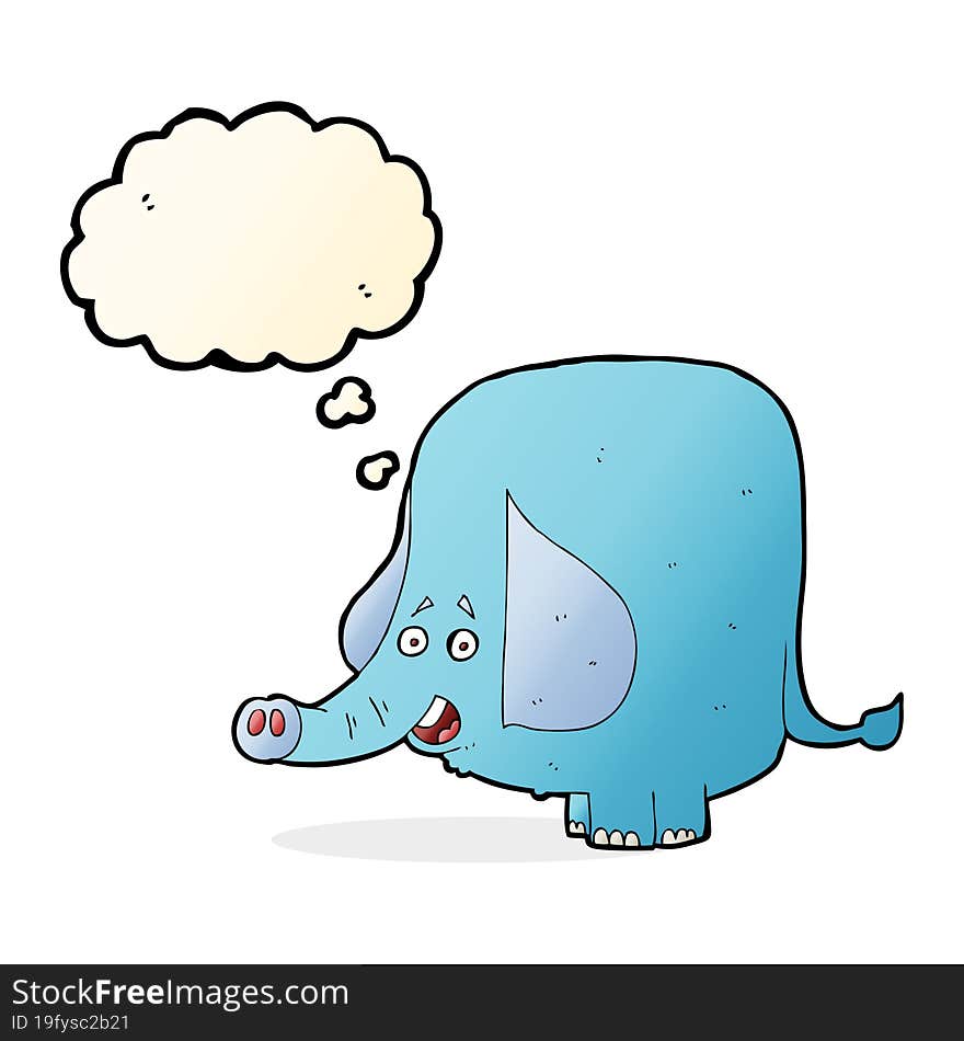 cartoon funny elephant with thought bubble