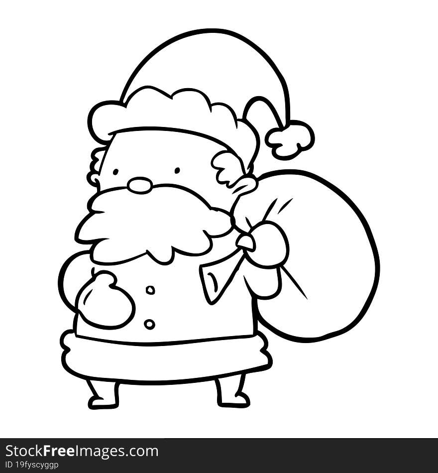 line drawing of a santa claus. line drawing of a santa claus