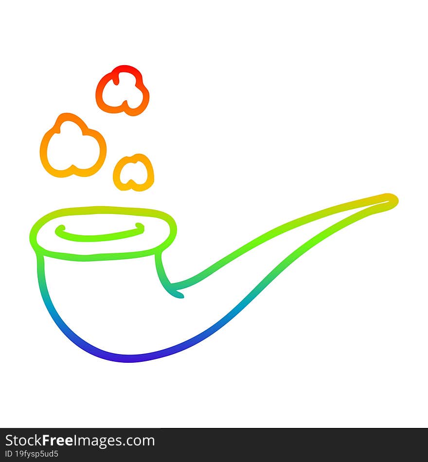 rainbow gradient line drawing cartoon smoking pipe