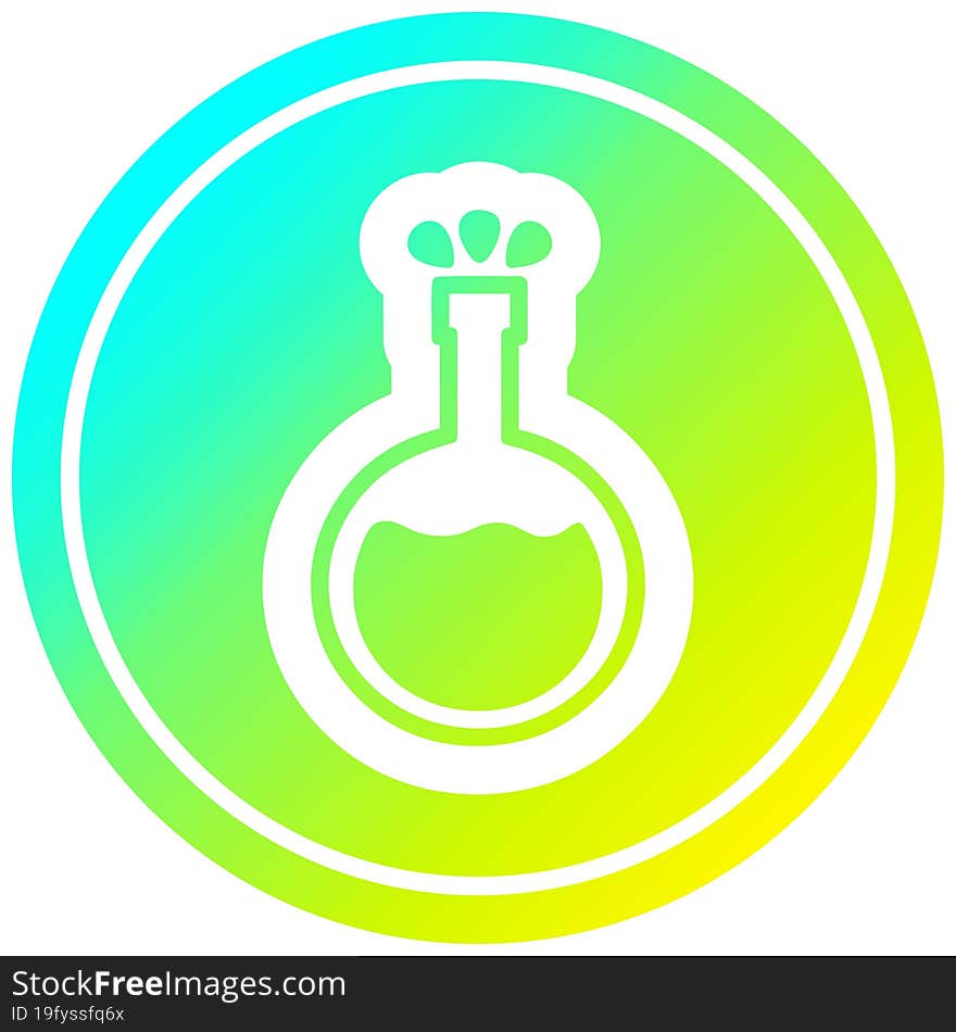 science experiment circular in cold gradient spectrum