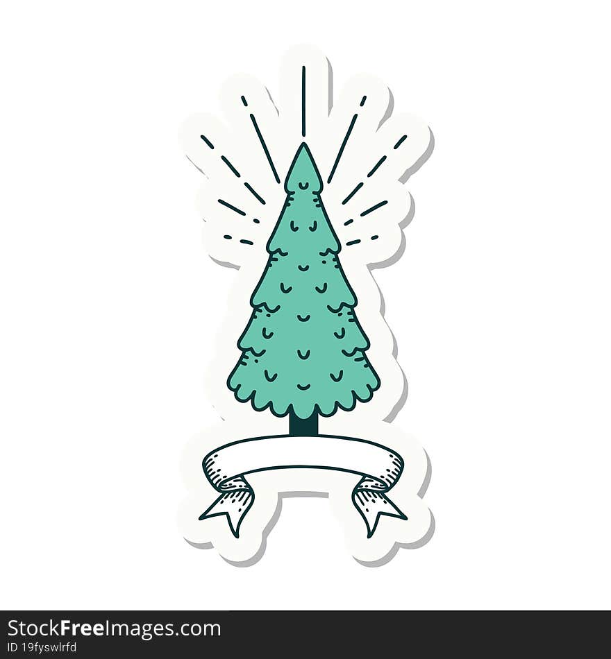 sticker of tattoo style pine tree