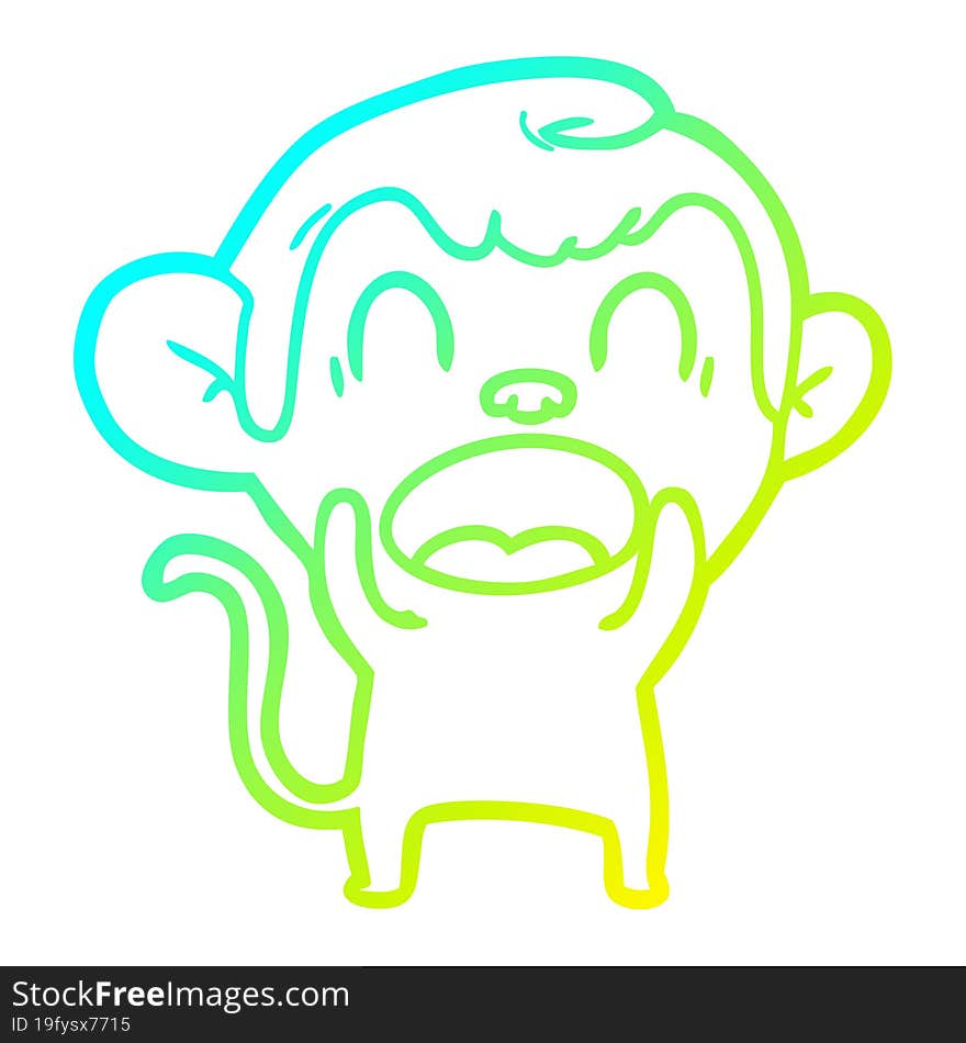 cold gradient line drawing shouting cartoon monkey