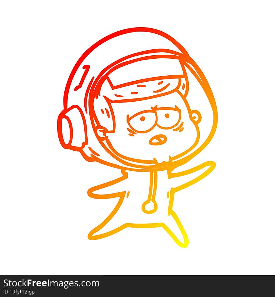 warm gradient line drawing cartoon tired astronaut