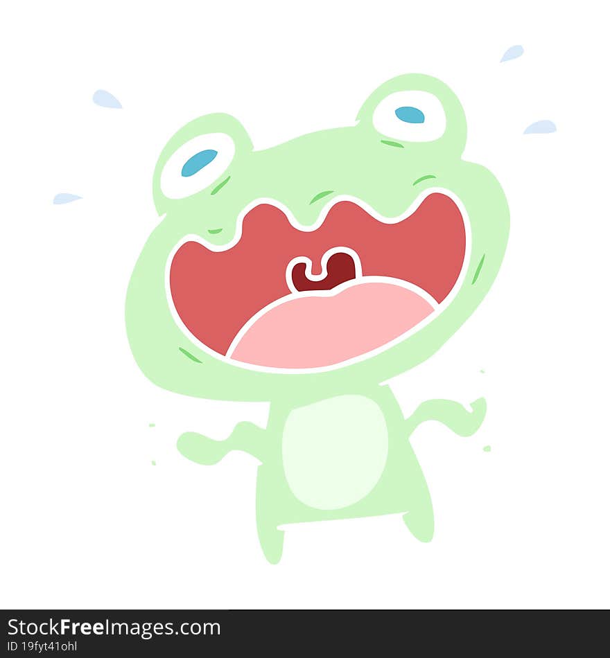 cute flat color style cartoon frog frightened