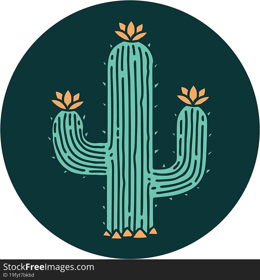 Tattoo Style Icon Of A Cactus