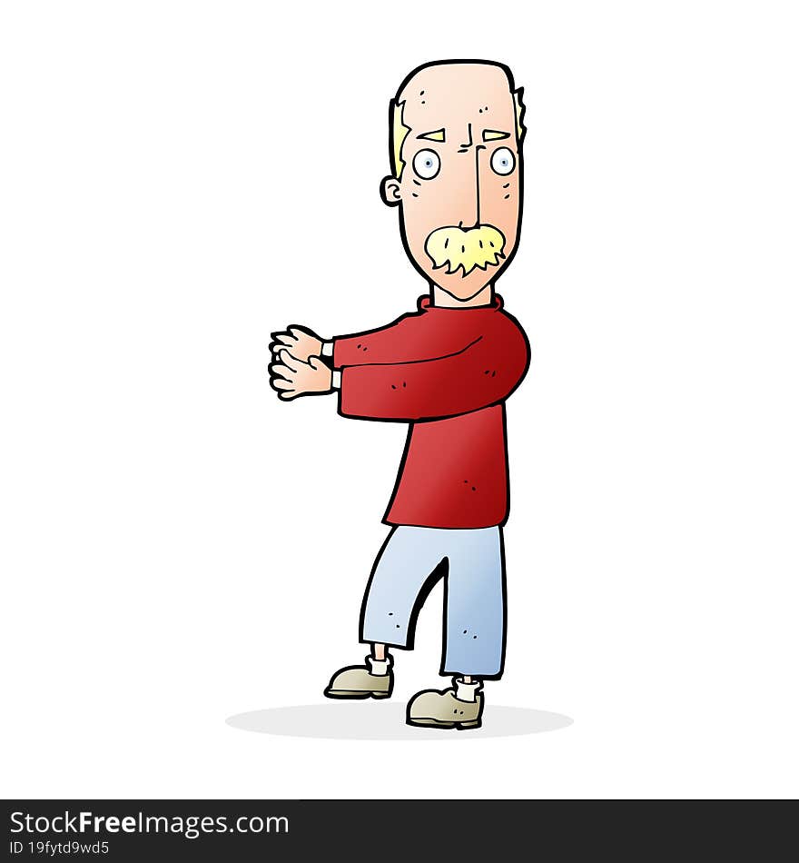 Cartoon Balding Man Explaining