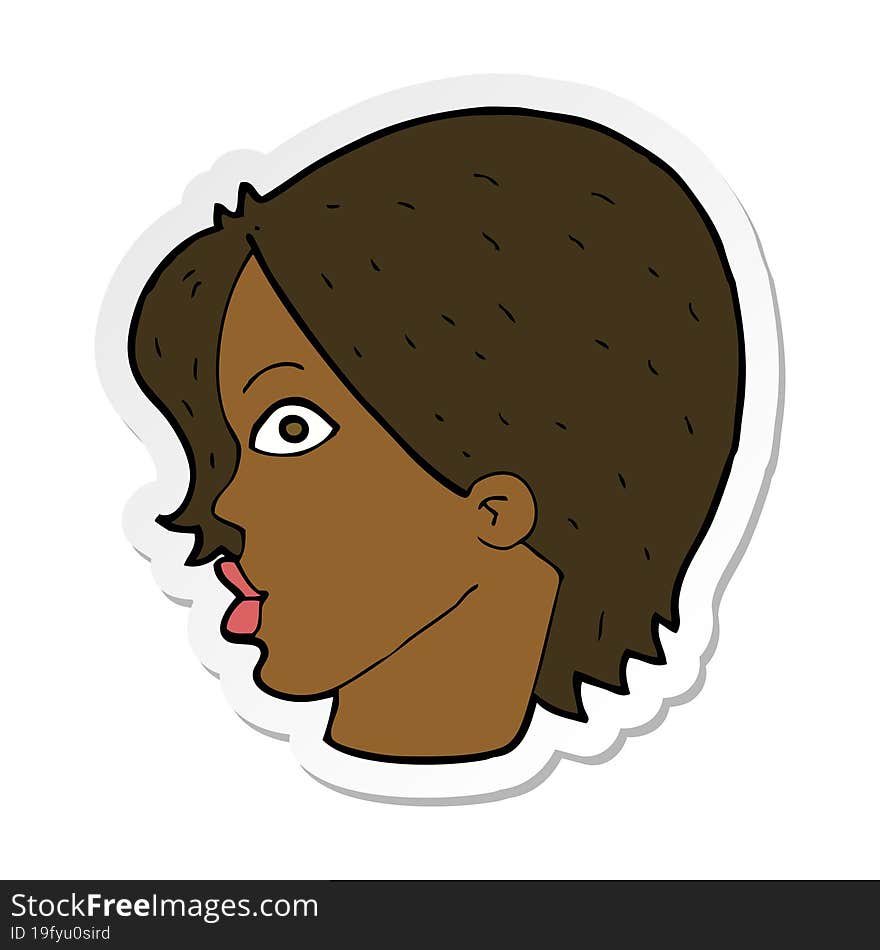 sticker of a cartoon staring woman