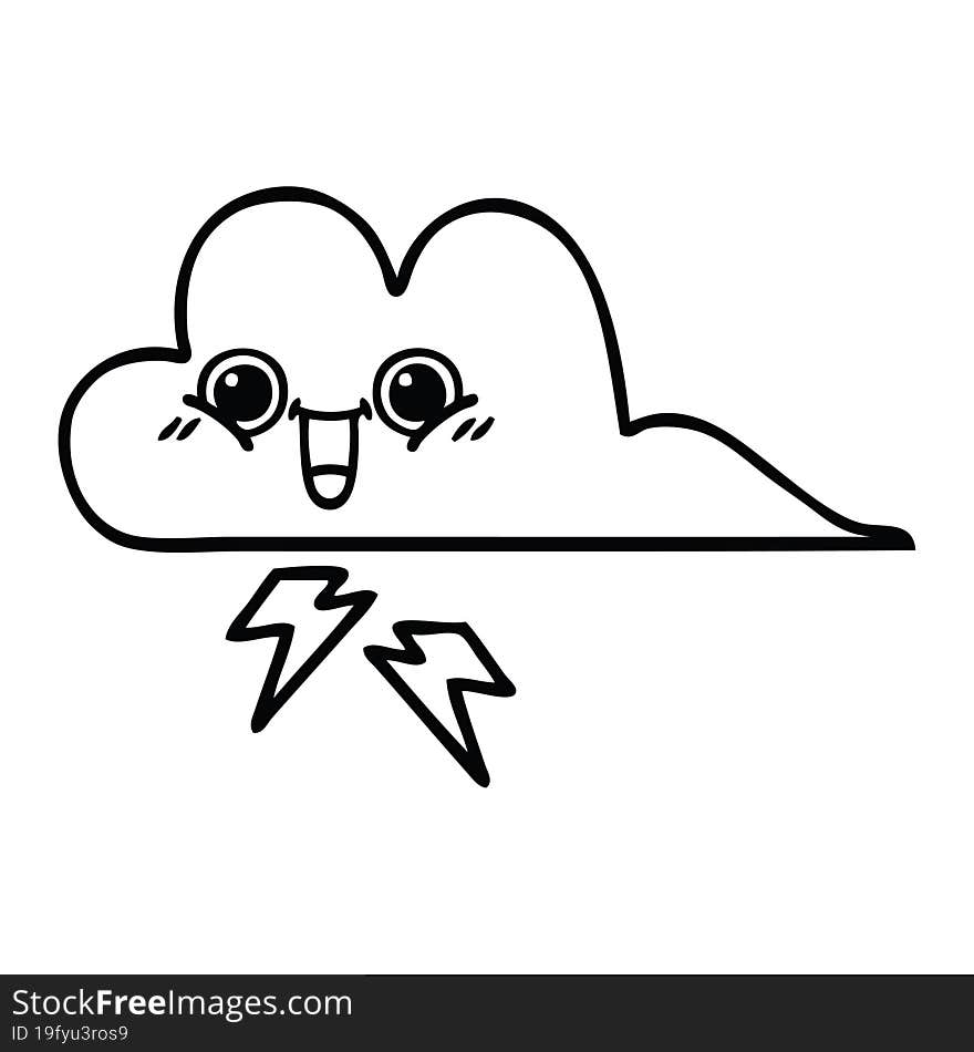 Line Drawing Cartoon Storm Cloud