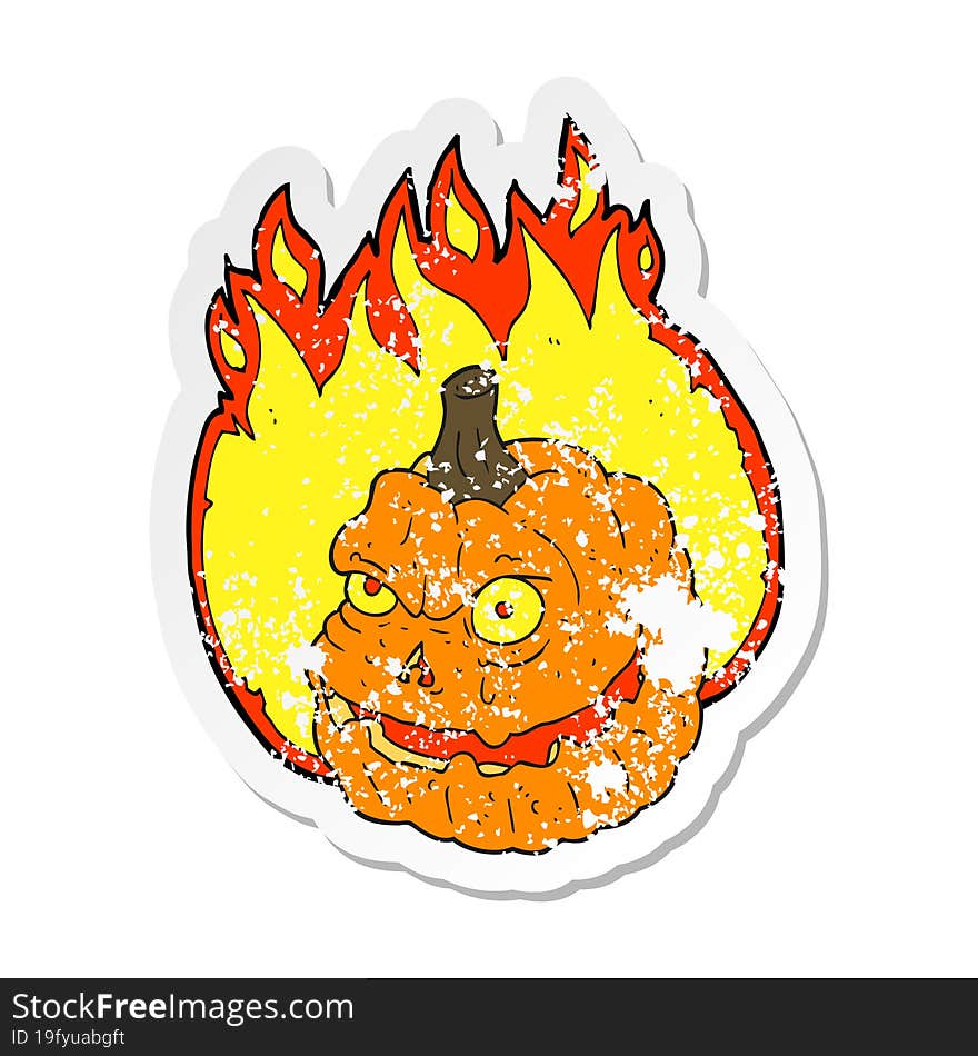 retro distressed sticker of a cartoon spooky pumpkin