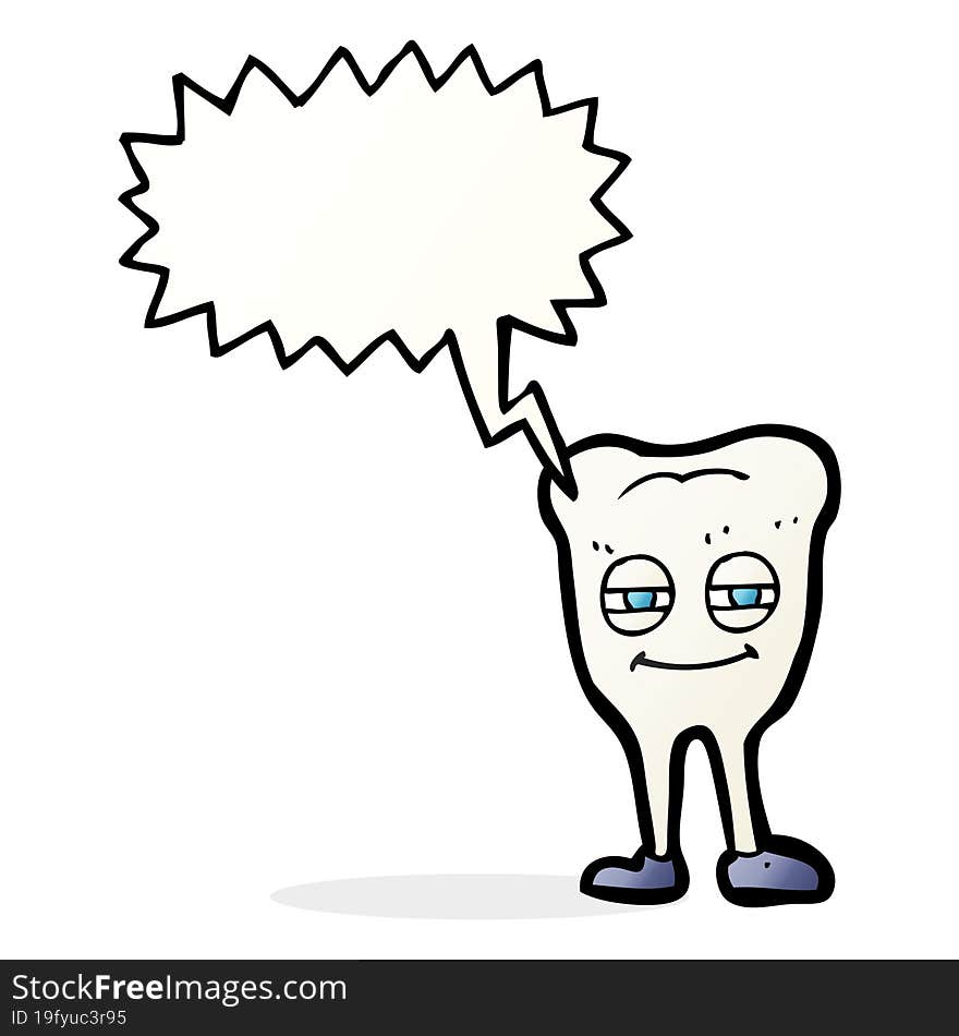 Cartoon Smiling Tooth With Speech Bubble