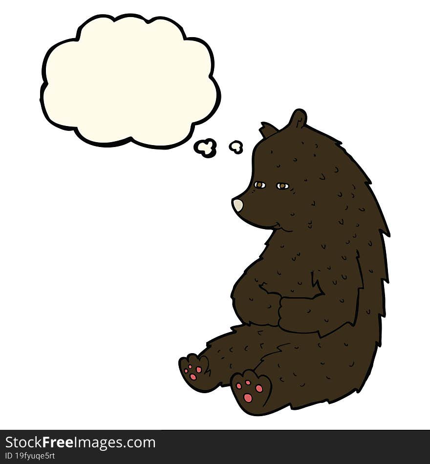 cute cartoon black bear with thought bubble