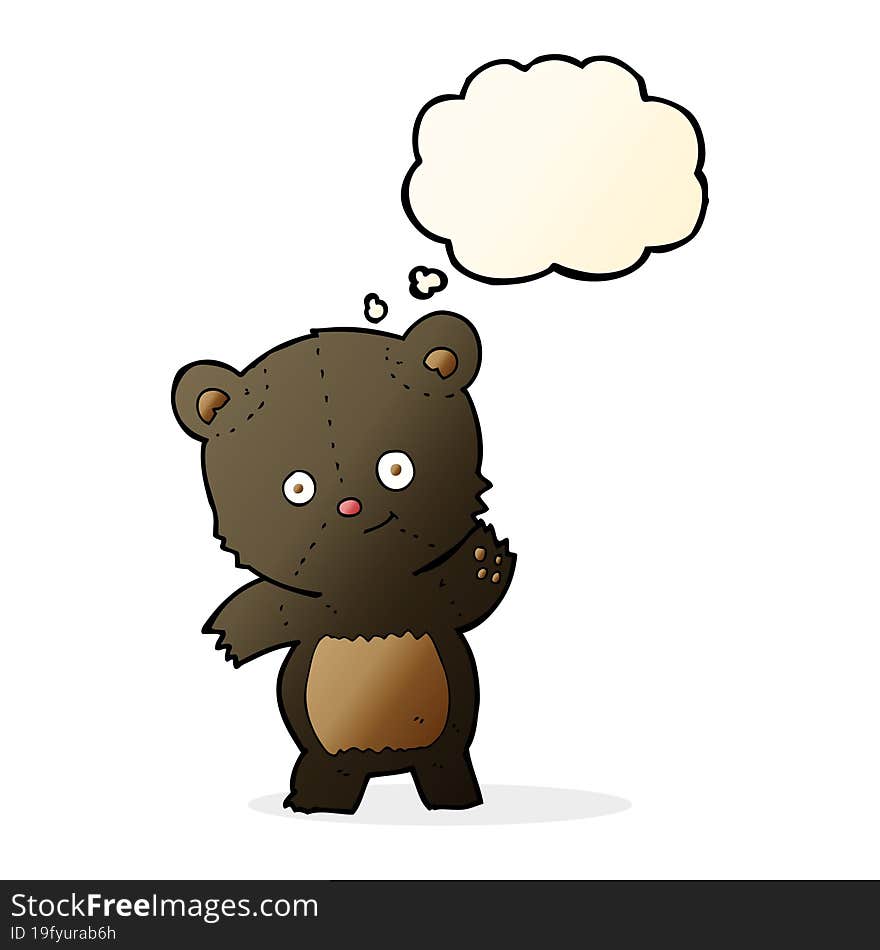 cute black bear cartoon with thought bubble