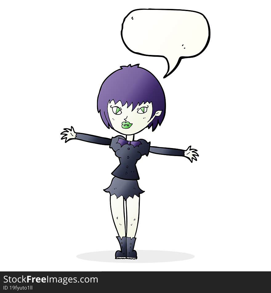 Cartoon Vampire Girl With Speech Bubble