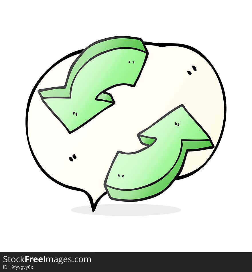 Speech Bubble Cartoon Recycling Arrows