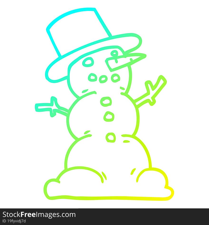 cold gradient line drawing cartoon traditional snowman