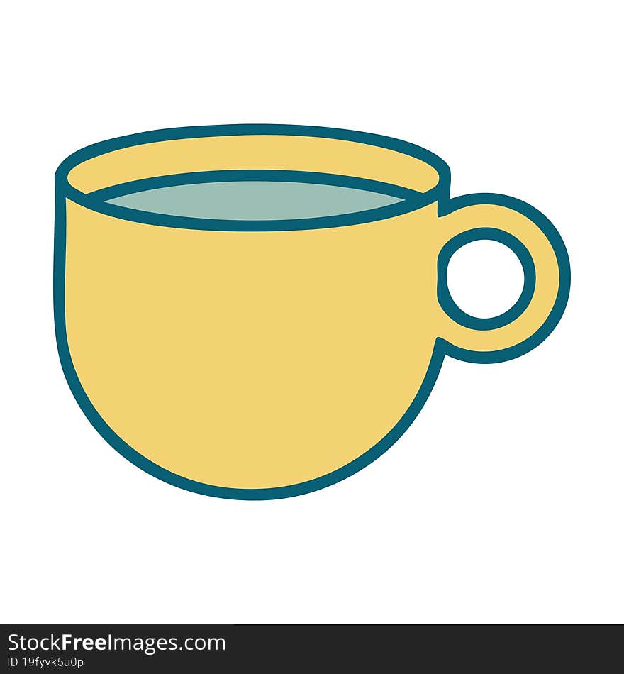 iconic tattoo style image of cup of coffee. iconic tattoo style image of cup of coffee