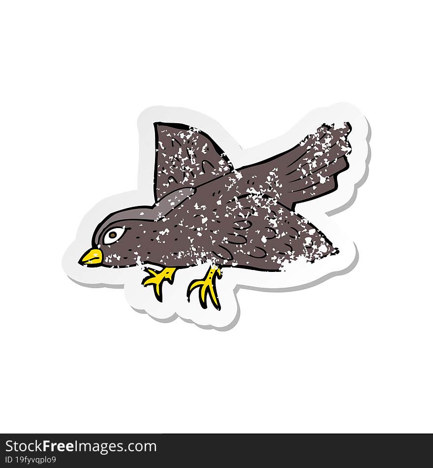 Retro Distressed Sticker Of A Cartoon Bird