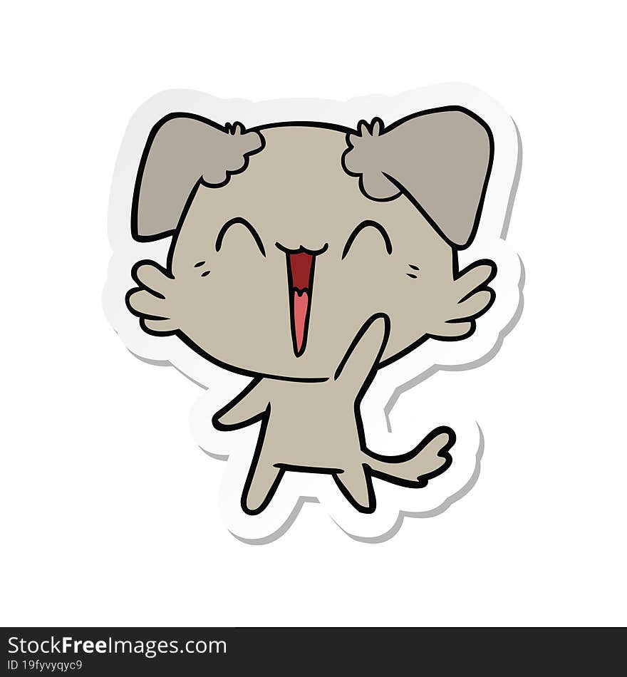 sticker of a happy little dog cartoon