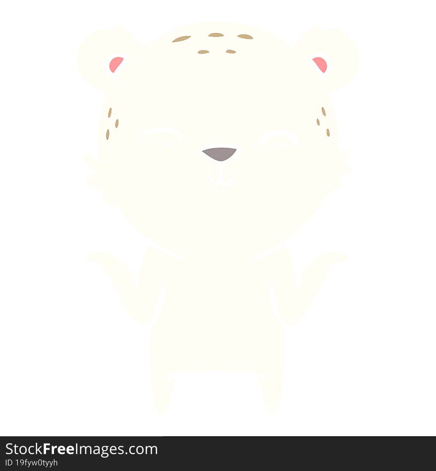 Happy Flat Color Style Cartoon Polar Bear Shrugging Shoulders