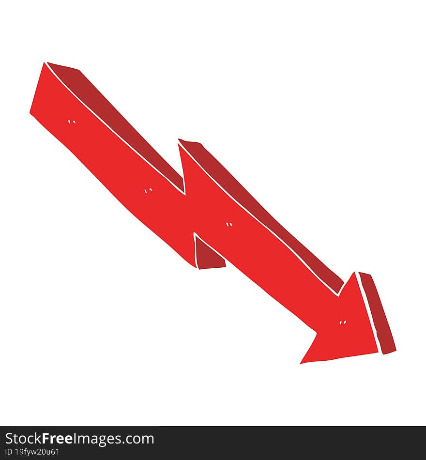 flat color illustration of arrow down trend. flat color illustration of arrow down trend