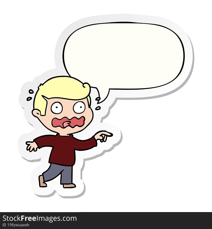 cartoon stressed out pointing and speech bubble sticker