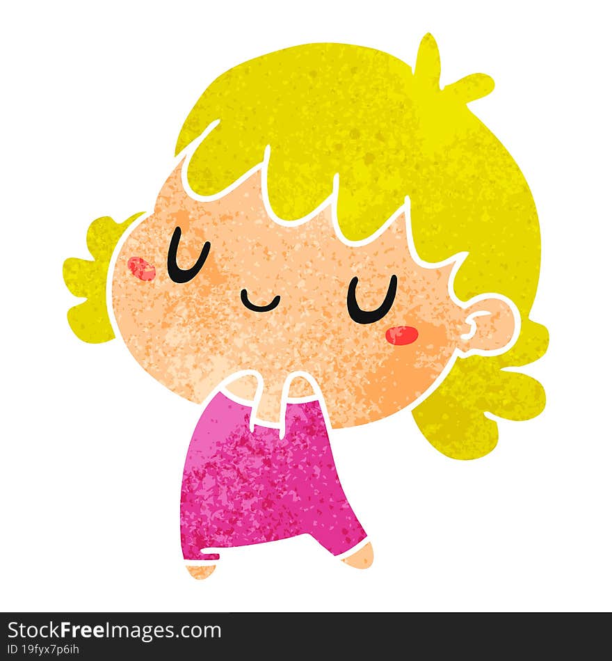 retro cartoon illustration of a cute kawaii girl. retro cartoon illustration of a cute kawaii girl