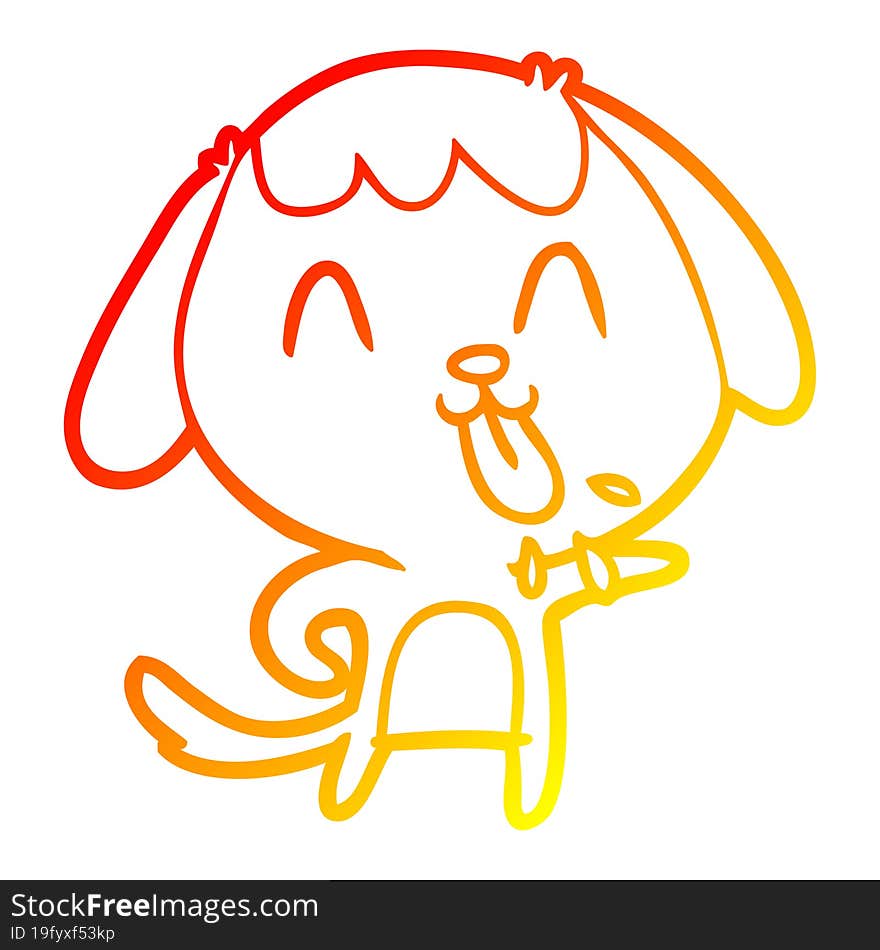 Warm Gradient Line Drawing Cute Cartoon Dog