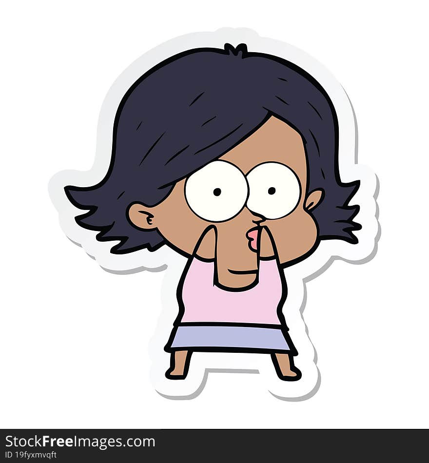 sticker of a cartoon girl pouting