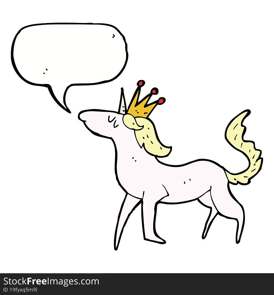 cartoon unicorn with speech bubble