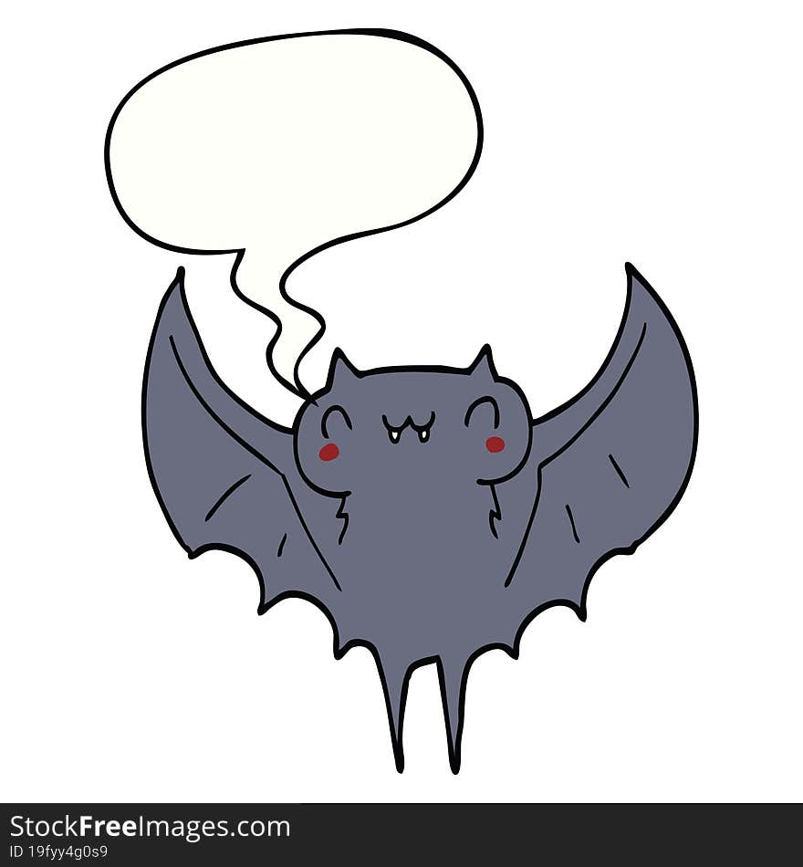 Cartoon Bat And Speech Bubble