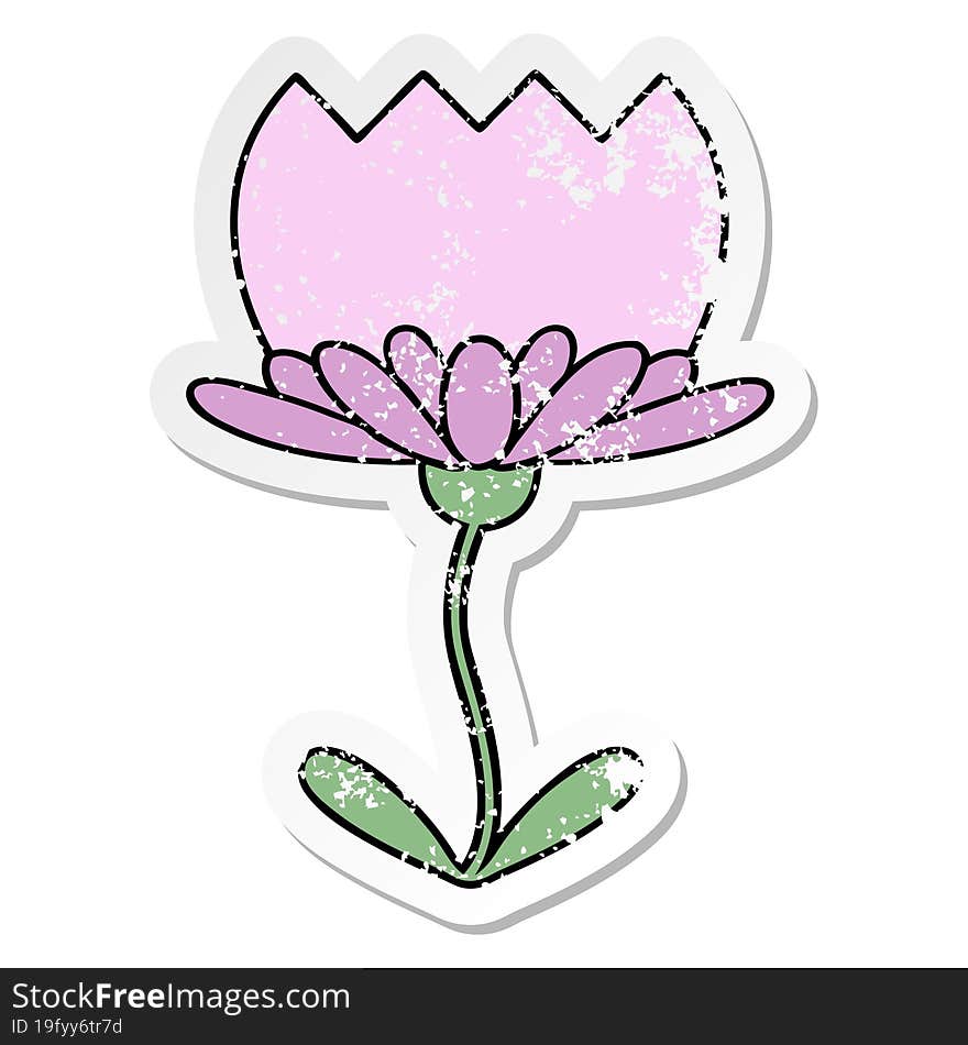 distressed sticker of a cute cartoon flower