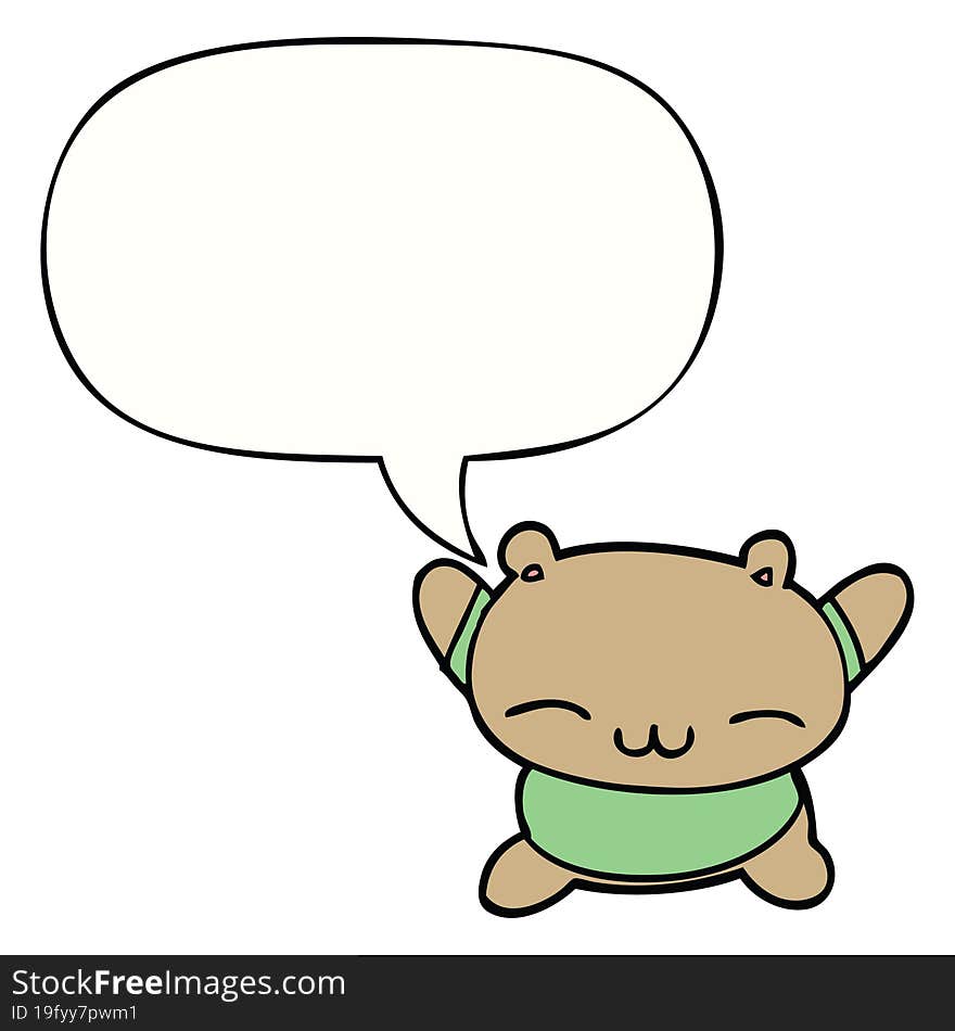 cartoon jumping bear and speech bubble