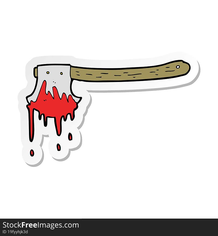 Sticker Of A Cartoon Bloody Axe