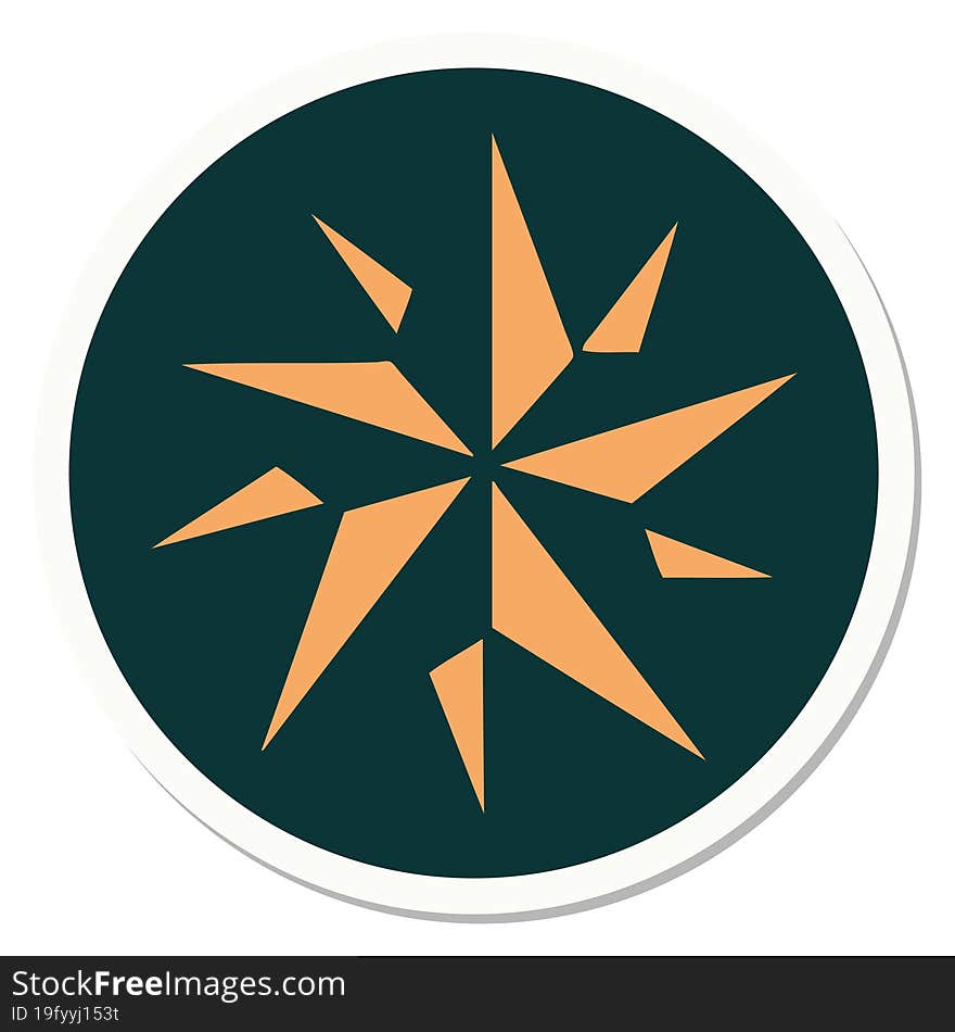 sticker of tattoo in traditional style of a star. sticker of tattoo in traditional style of a star