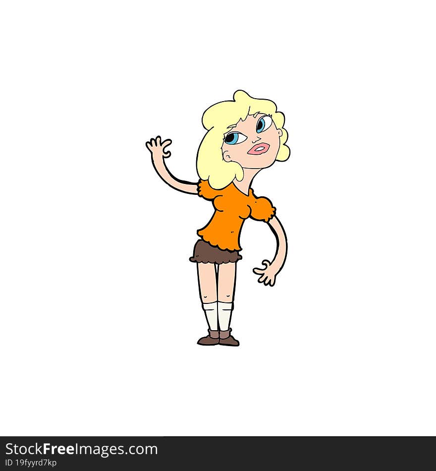 cartoon woman waving