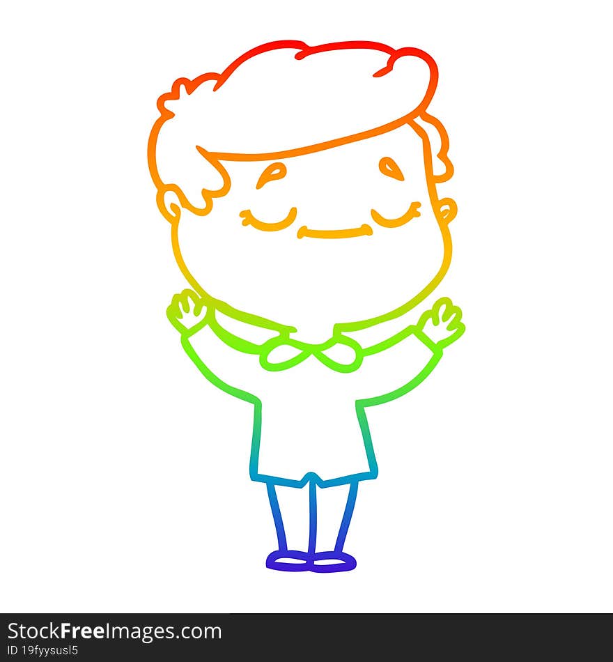 Rainbow Gradient Line Drawing Cartoon Peaceful Man