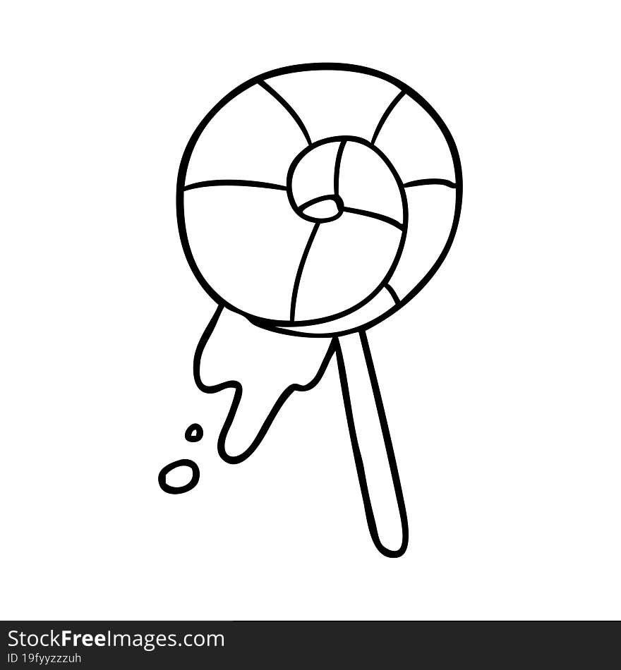 line drawing of a traditional lollipop. line drawing of a traditional lollipop